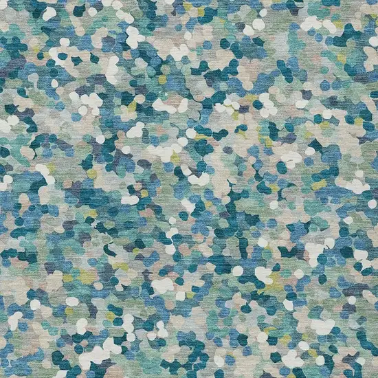 Teal Blue And Blue Geometric Washable Indoor Outdoor Area Rug Photo 2