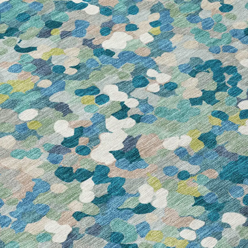 Teal Blue And Blue Geometric Washable Indoor Outdoor Area Rug Photo 9