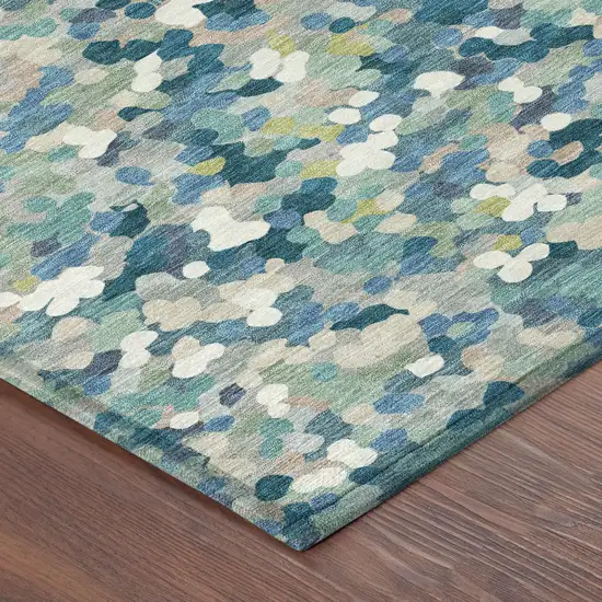 Teal Blue And Blue Geometric Washable Indoor Outdoor Area Rug Photo 8