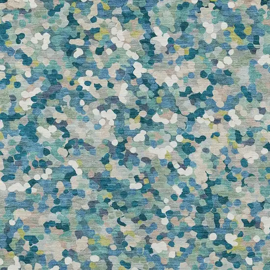 Teal Blue And Blue Geometric Washable Indoor Outdoor Area Rug Photo 2