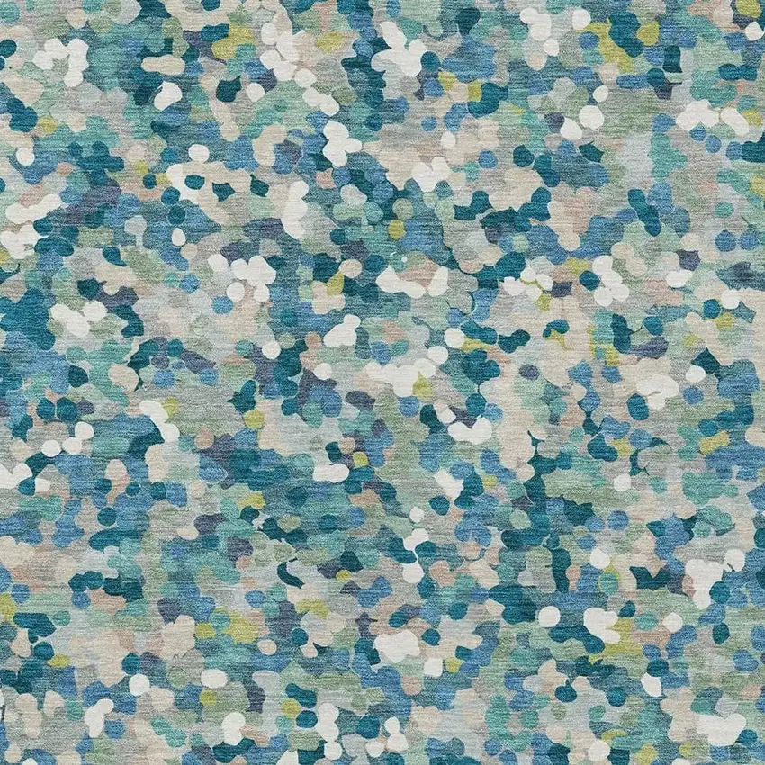 Teal Blue And Blue Geometric Washable Indoor Outdoor Area Rug Photo 2