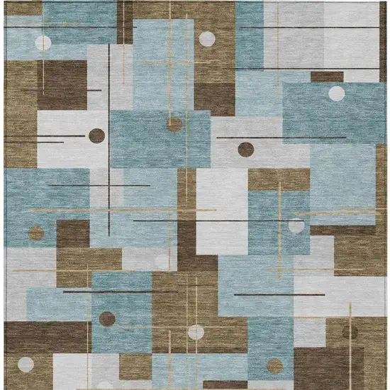 Teal Blue And Blue Geometric Washable Indoor Outdoor Area Rug Photo 4
