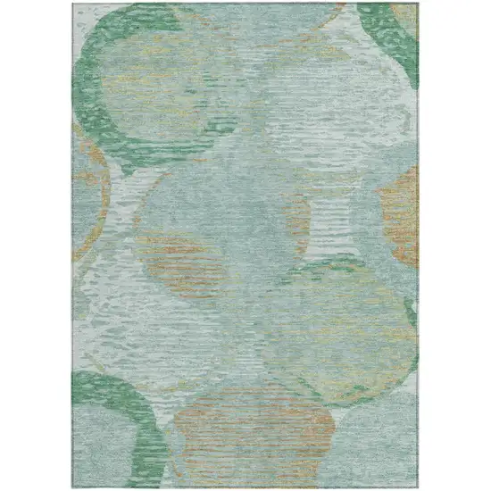 Teal Blue And Blue Geometric Washable Indoor Outdoor Area Rug Photo 4