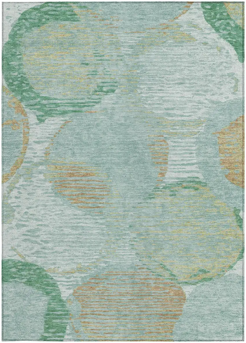 Teal Blue And Blue Geometric Washable Indoor Outdoor Area Rug Photo 4