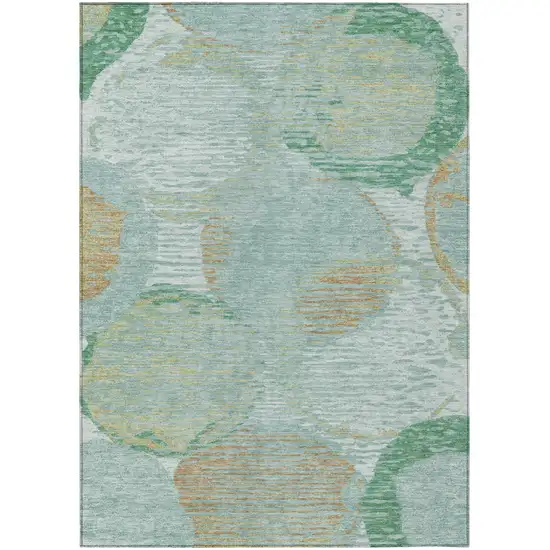 Teal Blue And Blue Geometric Washable Indoor Outdoor Area Rug Photo 2