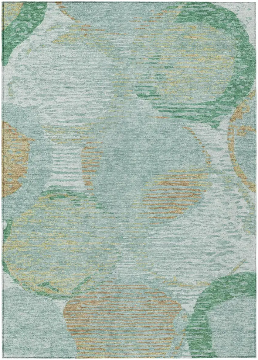 Teal Blue And Blue Geometric Washable Indoor Outdoor Area Rug Photo 2