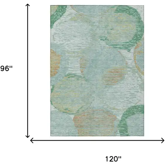 Teal Blue And Blue Geometric Washable Indoor Outdoor Area Rug Photo 7