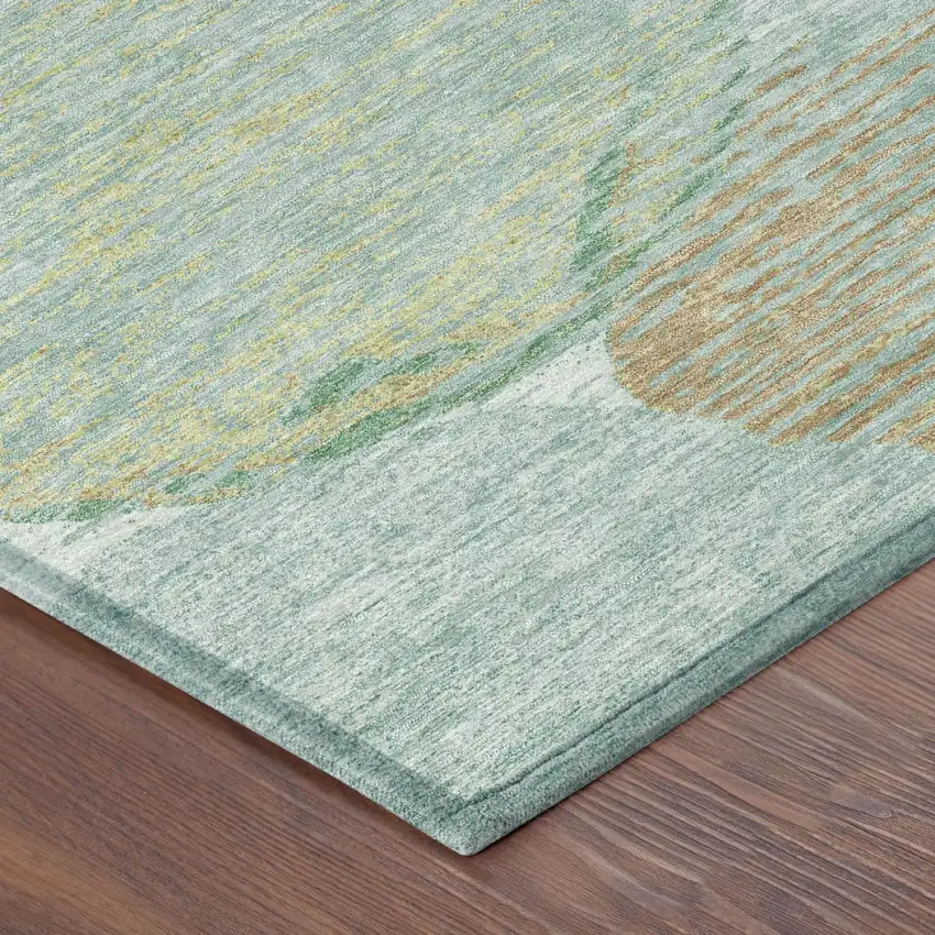 Teal Blue And Blue Geometric Washable Indoor Outdoor Area Rug Photo 5