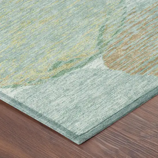 Teal Blue And Blue Geometric Washable Indoor Outdoor Area Rug Photo 5