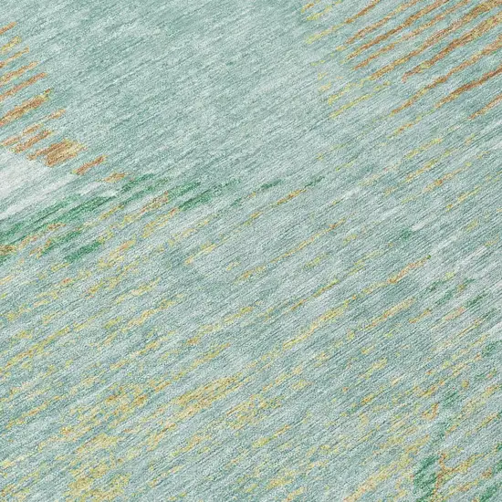 Teal Blue And Blue Geometric Washable Indoor Outdoor Area Rug Photo 6