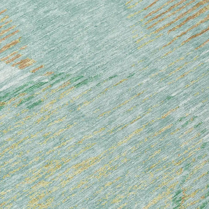 Teal Blue And Blue Geometric Washable Indoor Outdoor Area Rug Photo 6