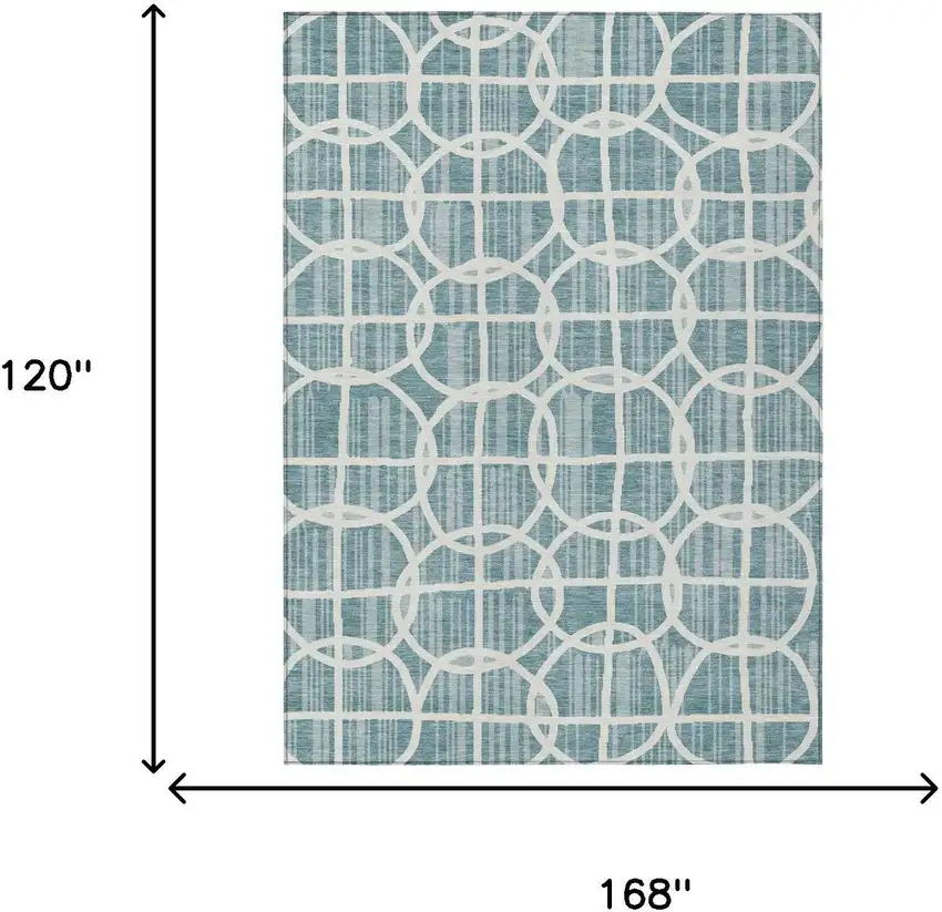 Teal Blue And Blue Geometric Washable Indoor Outdoor Area Rug Photo 5