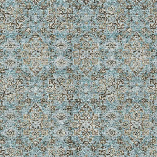 Teal Blue And Blue Oriental Washable Indoor Outdoor Area Rug Photo 3