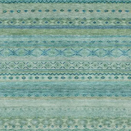 Teal Blue And Blue Striped Washable Indoor Outdoor Area Rug Photo 3