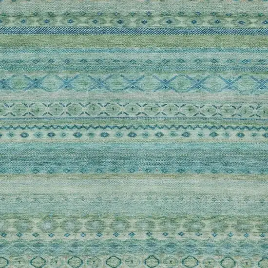 Teal Blue And Blue Striped Washable Indoor Outdoor Area Rug Photo 3