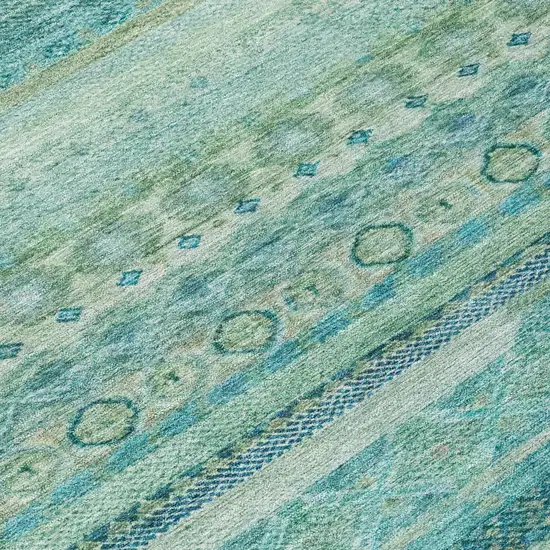 Teal Blue And Blue Striped Washable Indoor Outdoor Area Rug Photo 6