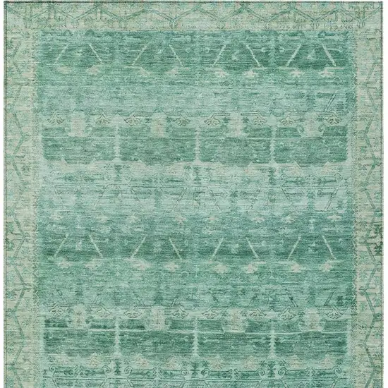 Teal Blue And Blue Tribal Washable Indoor Outdoor Area Rug Photo 4