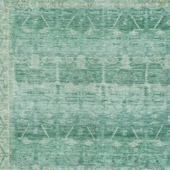 Teal Blue And Blue Tribal Washable Indoor Outdoor Area Rug Photo 3