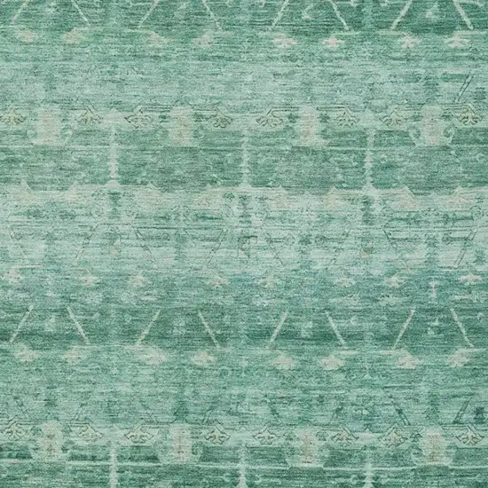 Teal Blue And Blue Tribal Washable Indoor Outdoor Area Rug Photo 3