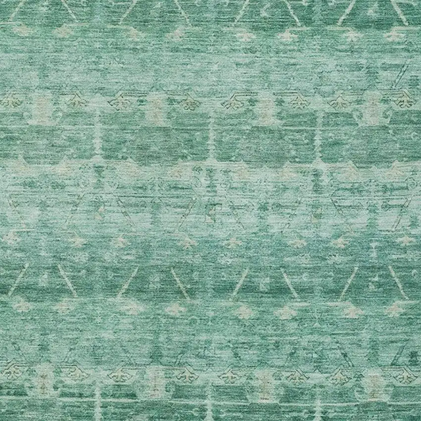 Teal Blue And Blue Tribal Washable Indoor Outdoor Area Rug Photo 3