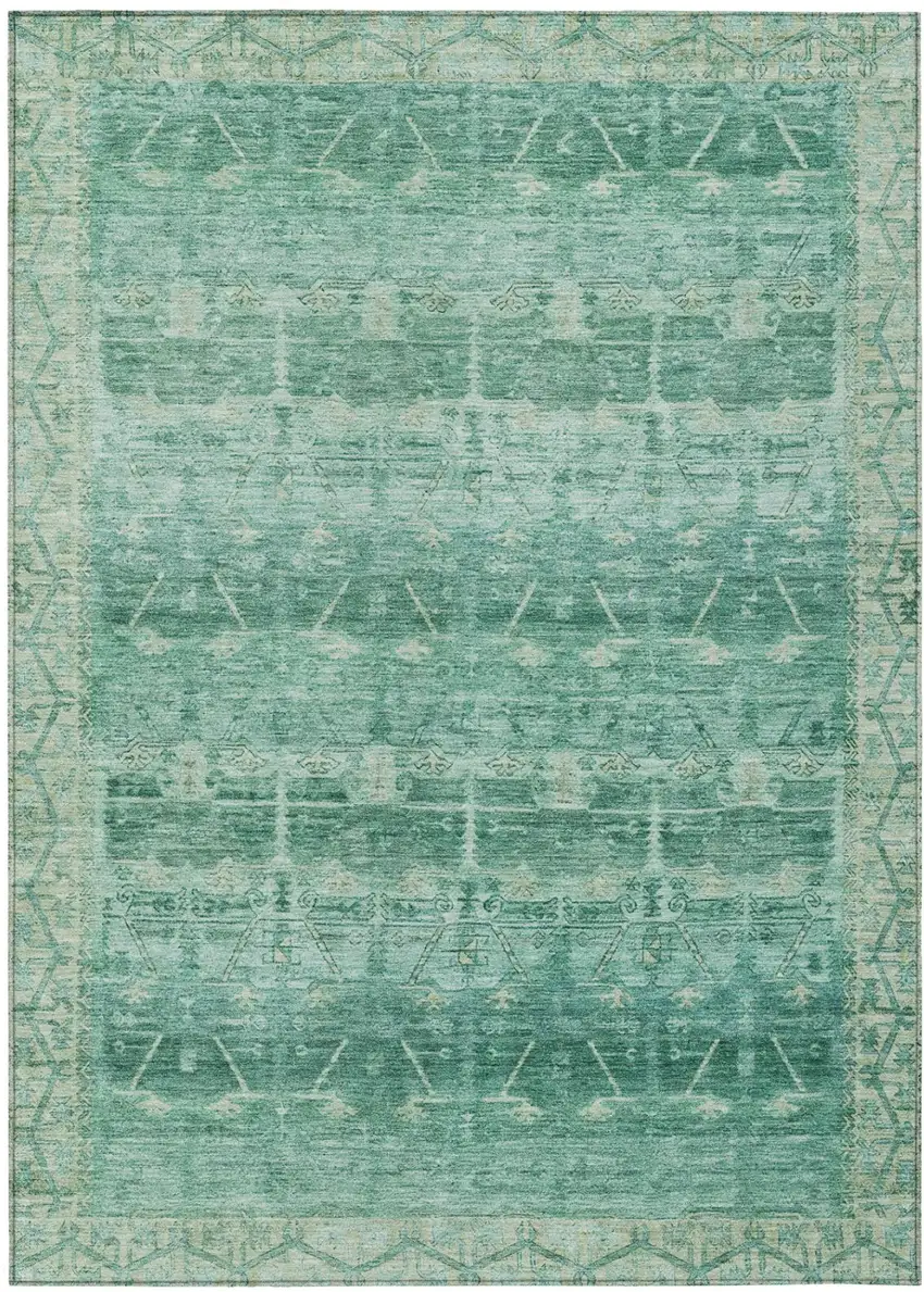 Teal Blue And Blue Tribal Washable Indoor Outdoor Area Rug Photo 2
