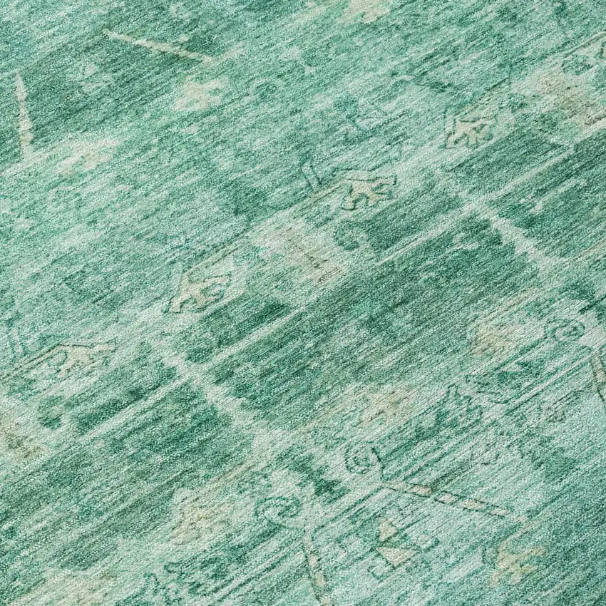 Teal Blue And Blue Tribal Washable Indoor Outdoor Area Rug Photo 5