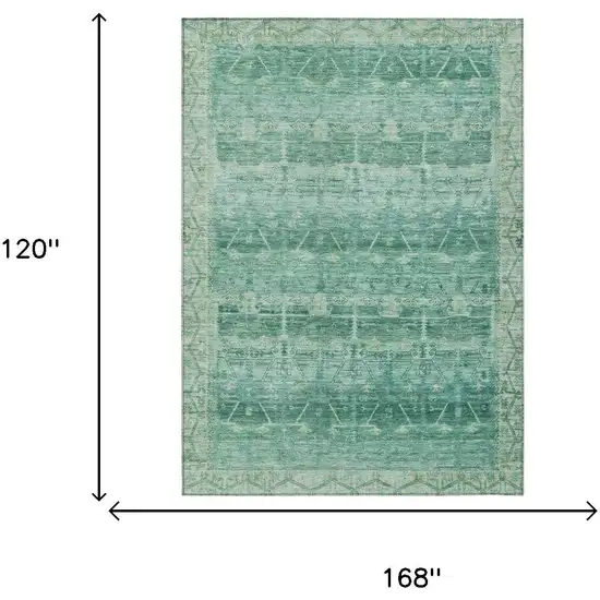 Teal Blue And Blue Tribal Washable Indoor Outdoor Area Rug Photo 6