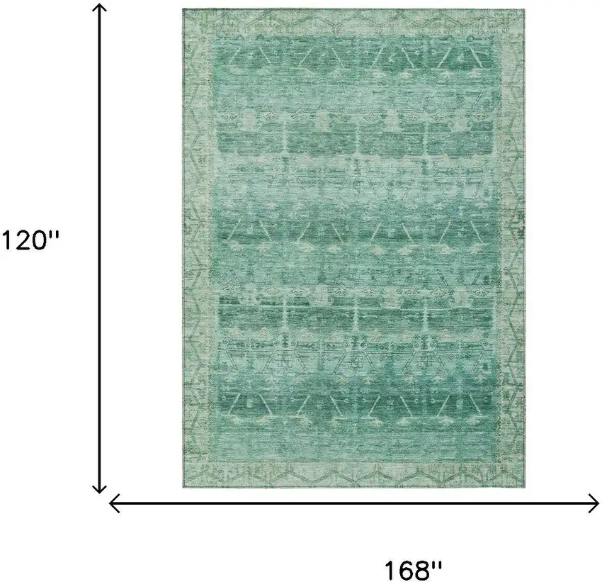Teal Blue And Blue Tribal Washable Indoor Outdoor Area Rug Photo 6
