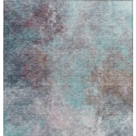 Teal Blue And Blush Abstract Washable Indoor Outdoor Area Rug Photo 3