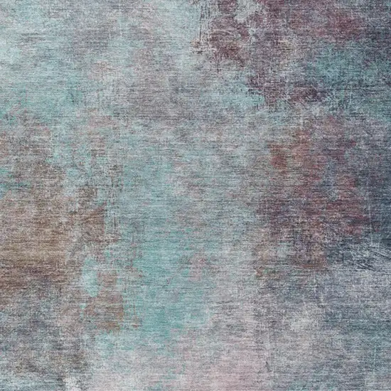 Teal Blue And Blush Abstract Washable Indoor Outdoor Area Rug Photo 9