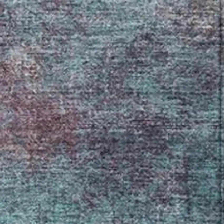 Teal Blue And Blush Abstract Washable Indoor Outdoor Area Rug Photo 3