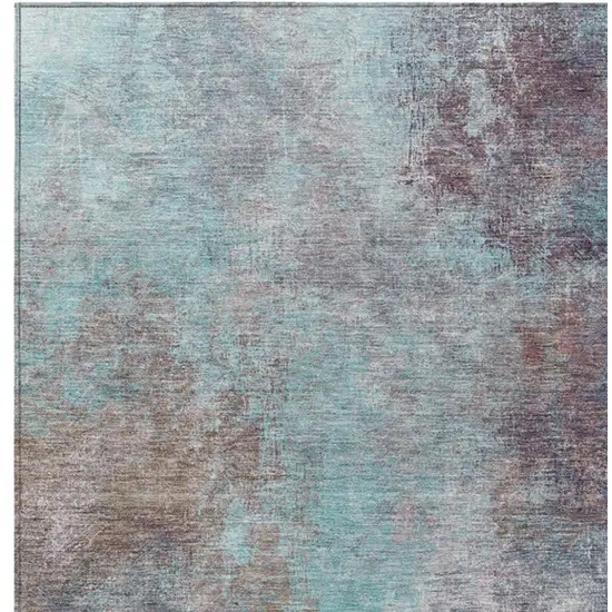 Teal Blue And Blush Abstract Washable Indoor Outdoor Area Rug Photo 9