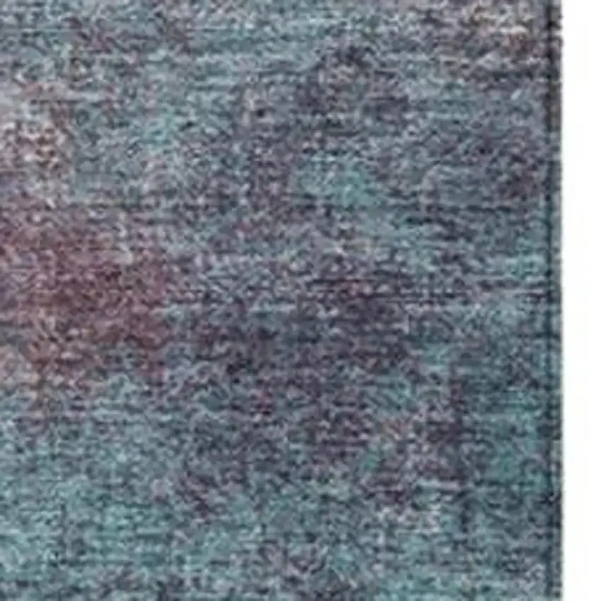 Teal Blue And Blush Abstract Washable Indoor Outdoor Area Rug Photo 3