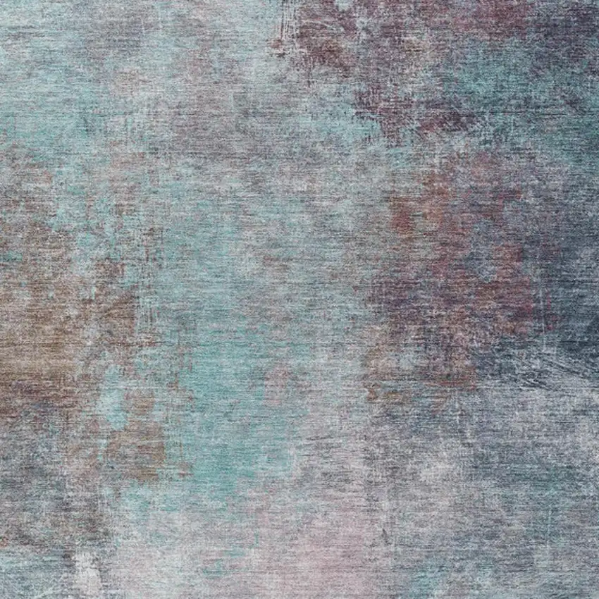 Teal Blue And Blush Abstract Washable Indoor Outdoor Area Rug Photo 9