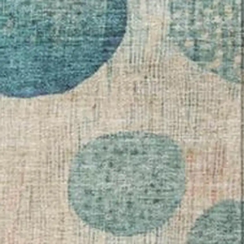 Teal Blue And Blush Geometric Washable Indoor Outdoor Area Rug Photo 3