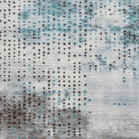 Teal Blue And Brown Geometric Washable Indoor Outdoor Area Rug Photo 3