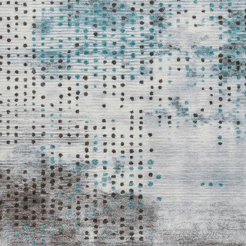 Teal Blue And Brown Geometric Washable Indoor Outdoor Area Rug Photo 3