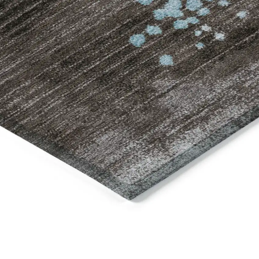 Teal Blue And Brown Geometric Washable Indoor Outdoor Area Rug Photo 8