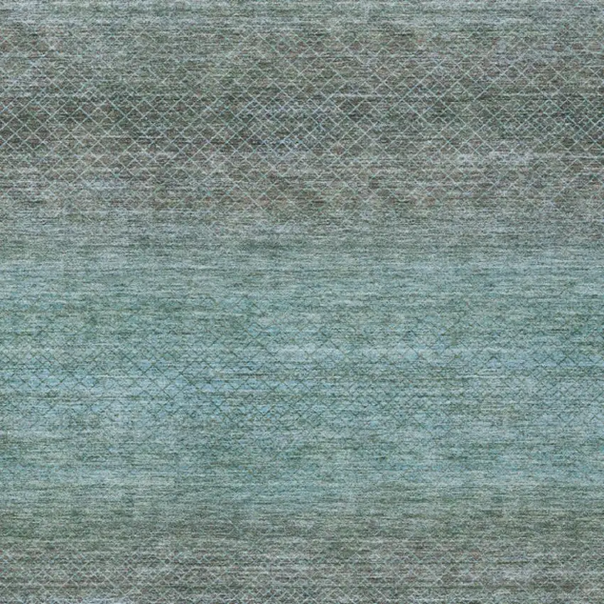 Teal Blue And Brown Geometric Washable Indoor Outdoor Area Rug Photo 9