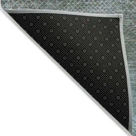 Teal Blue And Brown Geometric Washable Indoor Outdoor Area Rug Photo 7
