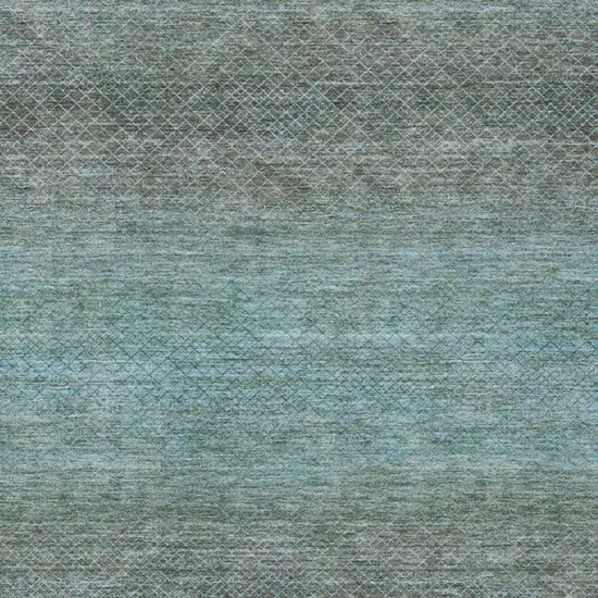 Teal Blue And Brown Geometric Washable Indoor Outdoor Area Rug Photo 6