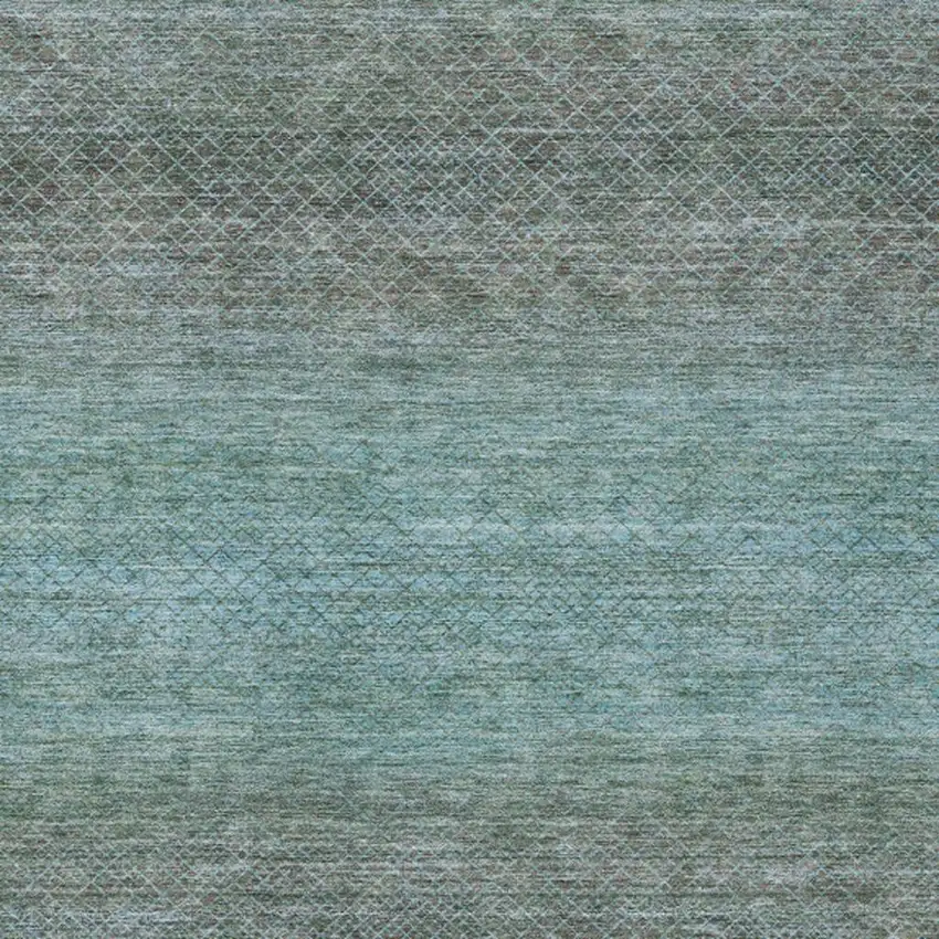 Teal Blue And Brown Geometric Washable Indoor Outdoor Area Rug Photo 6