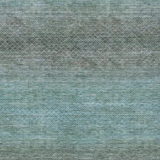Teal Blue And Brown Geometric Washable Indoor Outdoor Area Rug Photo 9