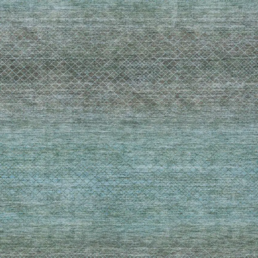 Teal Blue And Brown Geometric Washable Indoor Outdoor Area Rug Photo 9