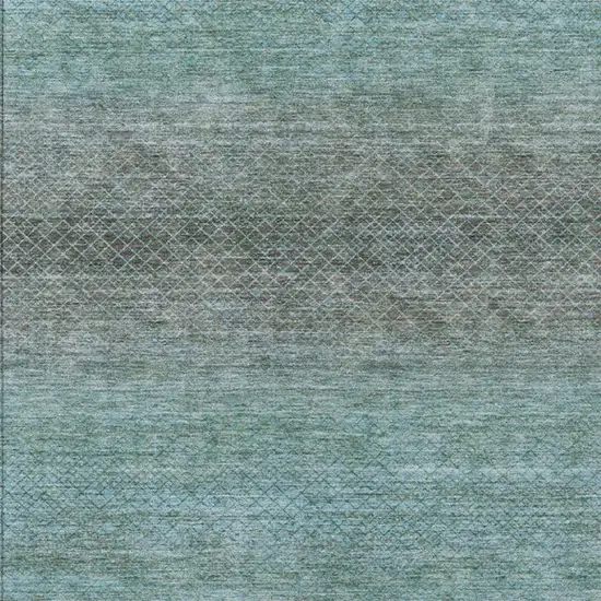 Teal Blue And Brown Geometric Washable Indoor Outdoor Area Rug Photo 8