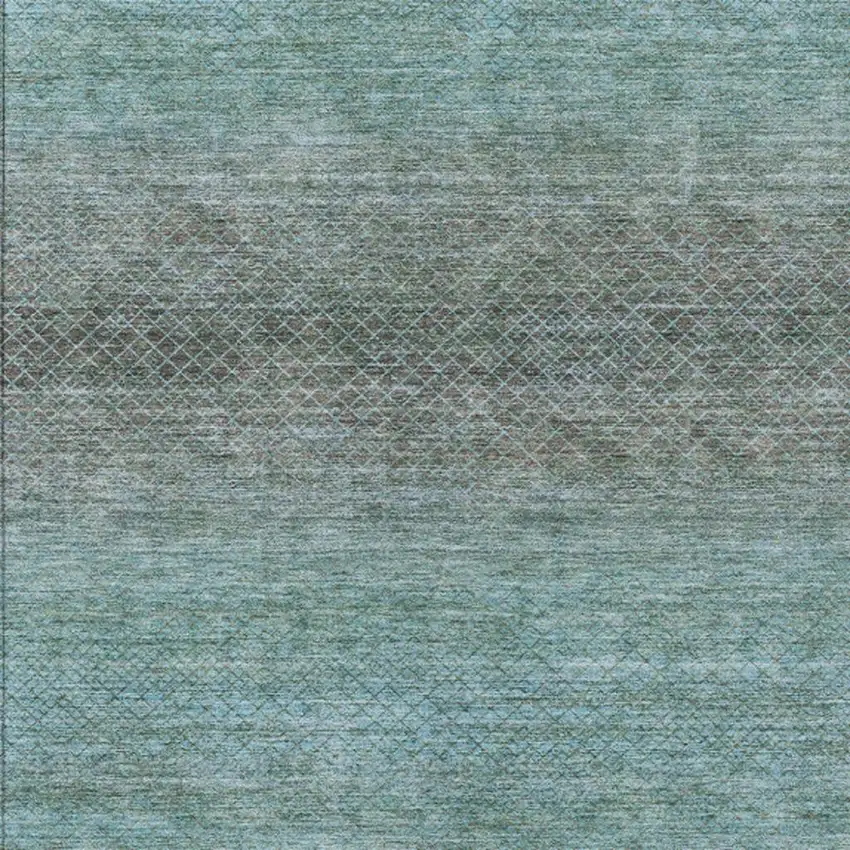 Teal Blue And Brown Geometric Washable Indoor Outdoor Area Rug Photo 8