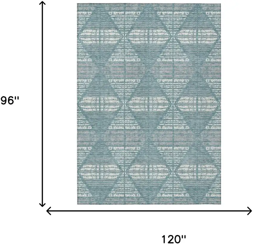 Teal Blue And Brown Geometric Washable Indoor Outdoor Area Rug Photo 9