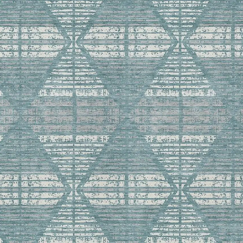 Teal Blue And Brown Geometric Washable Indoor Outdoor Area Rug Photo 5
