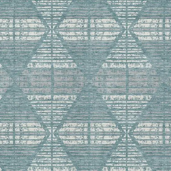 Teal Blue And Brown Geometric Washable Indoor Outdoor Area Rug Photo 5