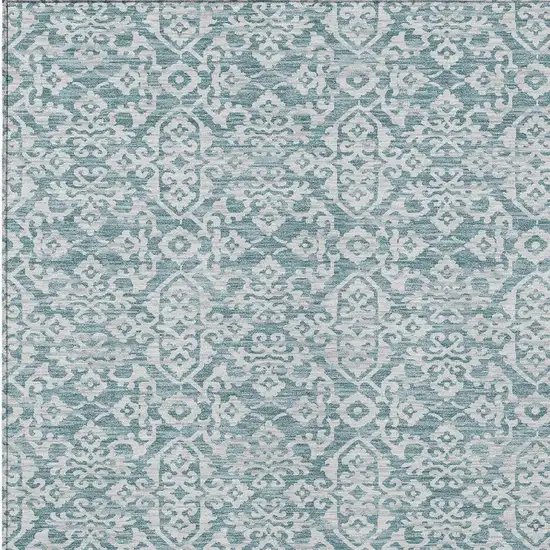 Teal Blue And Brown Oriental Washable Indoor Outdoor Area Rug Photo 3